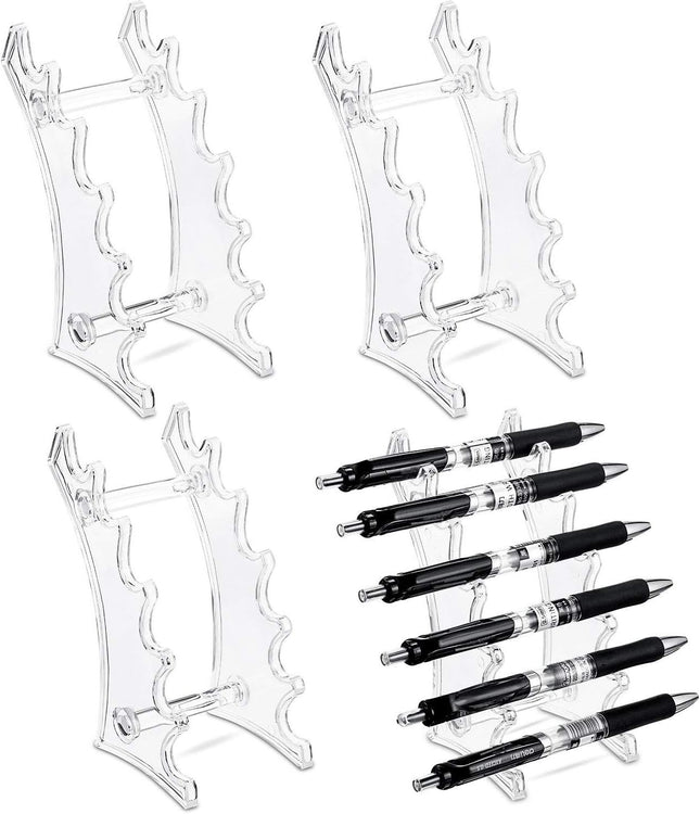 Set of 4 Plastic Pen Holder 6-slots Display Stand Eyebrow Pen Stand Makeup Brush Rack Organizer for Home
