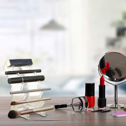 Set of 4 Plastic Pen Holder 6-slots Display Stand Eyebrow Pen Stand Makeup Brush Rack Organizer for Home School and Office Use