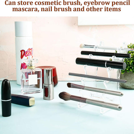 Set of 4 Plastic Pen Holder 6-slots Display Stand Eyebrow Pen Stand Makeup Brush Rack Organizer for Home School and Office Use