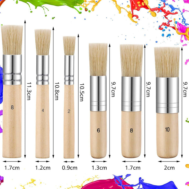 6 Pieces Wooden Stencil Brushes Pure Natural Bristle Template Paint Brushes for Acrylic Oil Watercolor Art – product detail