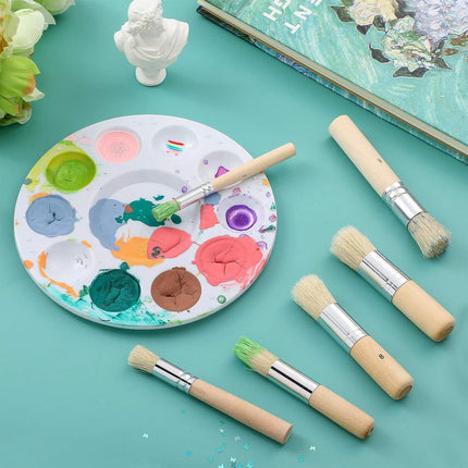 6 Pieces Wooden Stencil Brushes Pure Natural Bristle Template Paint Brushes for Acrylic Oil Watercolor Art Painting Stencil Project DIY Crafts, 6 Sizes