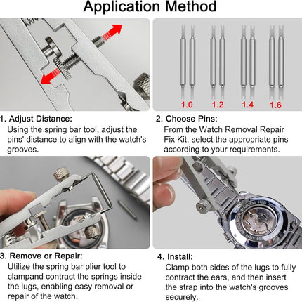 Watch Spring Bar Plier Tool Set Watchband Pliers with 10 Pins,Watch Wrist Ban Repair Remove Tool,Spring Plier Tweezer,Removal Tool for Watch Pin Strap Band Watch Link-Sliver