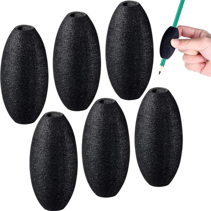 Writing Aid Trainer for Adults Foam Egg Grips Pen Cushioned Holders Writing Aid Trainer for Handwriting Drawing Preschool Supplies Right or Left Hand Use, 6 Pieces(Black)