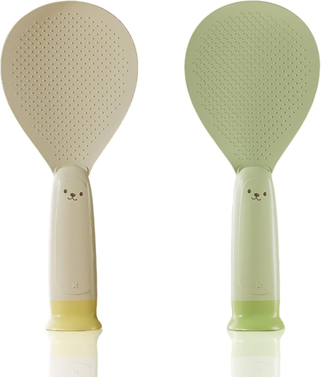 2PCS Plastic Rice Spoon Non Stick Standing Rice Paddle Heat Resistant Scooper for Kitchen Cooker Home