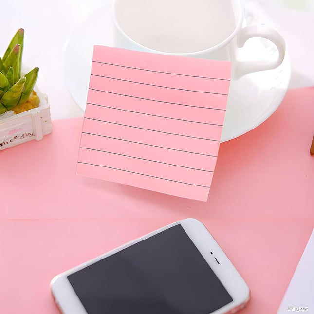 Pink Lined Sticky Notes 3 x3 Self-Stick Note Pads 6 Pads 100 Sheets/Pad Total 600 Sheet – product detail