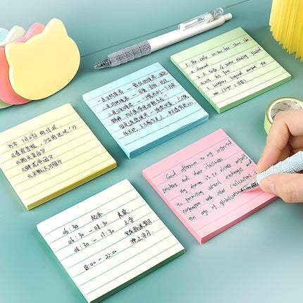 Pink Lined Sticky Notes, 3"x3" Self-Stick Note Pads, 6 Pads, 100 Sheets/Pad, Total 600 Sheet