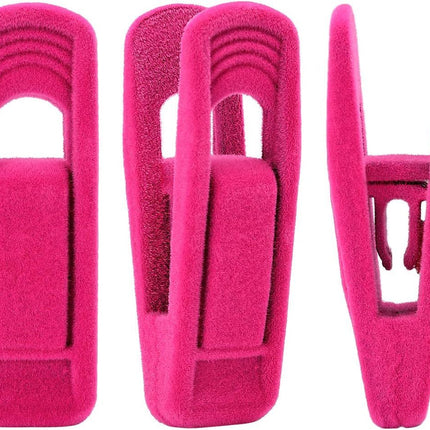 Hot Pink Velvet Hangers Clips, Pants Hangers Velvet Clips, Strong Finger Clips Perfect for Thin Velvet Hangers (20 Pcs, Hot Pink)