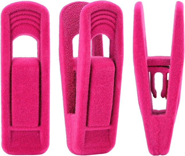 Hot Pink Velvet Hangers Clips Pants Hangers Velvet Clips Strong Finger Clips Perfect for Thin Velvet