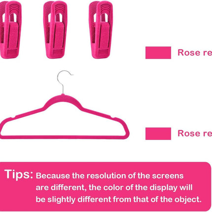 Hot Pink Velvet Hangers Clips, Pants Hangers Velvet Clips, Strong Finger Clips Perfect for Thin Velvet Hangers (20 Pcs, Hot Pink)
