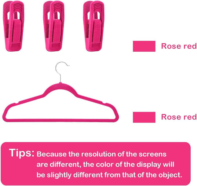 Hot Pink Velvet Hangers Clips Pants Hangers Velvet Clips Strong Finger Clips Perfect for Thin Velvet – product detail