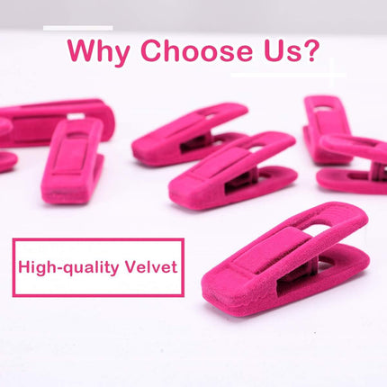 Hot Pink Velvet Hangers Clips, Pants Hangers Velvet Clips, Strong Finger Clips Perfect for Thin Velvet Hangers (20 Pcs, Hot Pink)