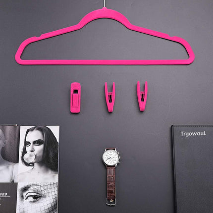 Hot Pink Velvet Hangers Clips, Pants Hangers Velvet Clips, Strong Finger Clips Perfect for Thin Velvet Hangers (20 Pcs, Hot Pink)