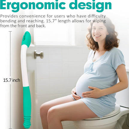 Butt Wiper Tool, 15.7" Comfort Wipe Toilet Aid for Wiping Bottom, Bottom Buddy Wiping Aid for Disabled, Elderly, Overweight, Pregnant People, Easy to Use Bottom Buddy Wiping Assist Tool