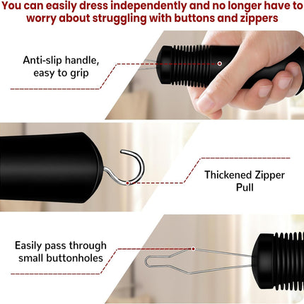 Button Hook with Zipper Pull, Button Assist Tool, Button Hook for Seniors, Disabled, Limited Hand Mobility, One Handed Button Helper Tool, Gifts for People with Disabilities, Easy to Use