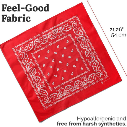 100% Cotton & Natural Fibers Bandana Scarf - Soft, Durable, Machine Washable – Unisex for Men & Women - 10 Pack