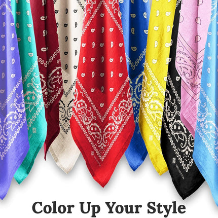 100% Cotton & Natural Fibers Bandana Scarf - Soft, Durable, Machine Washable – Unisex for Men & Women - 10 Pack