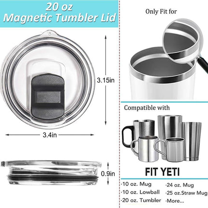 Replacement Tumbler Lids 3 Pack for YETI 20 oz & 10/24 oz Mugs Straw– Magnetic Slider Spill Leak-Resistant Travel Cup Covers, Universal BPA-Free Coffee Cup Fit for Ozark Trail & RTIC Hot & Cold Drinks