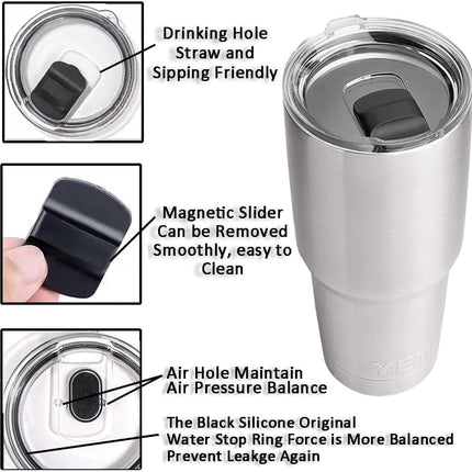 Replacement Tumbler Lids 3 Pack for YETI 20 oz & 10/24 oz Mugs Straw– Magnetic Slider Spill Leak-Resistant Travel Cup Covers, Universal BPA-Free Coffee Cup Fit for Ozark Trail & RTIC Hot & Cold Drinks