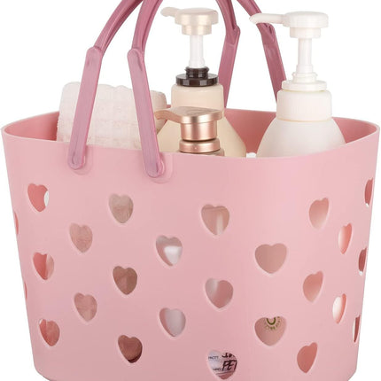 Portable Shower Caddy Tote Plastic Storage Basket with Handle Box Organizer Bin for Bathroom, Pantry, Kitchen, College Dorm, Garage - Pink