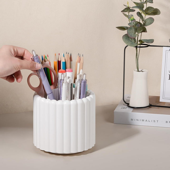 360 Degree Rotating Pen Holder 7 Slots Desk Organizer Removable Pencil Cup Plastic Art Supplies and – product detail