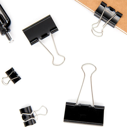 Binder Clips Paper Clamps Assorted Sizes 150 Count (Black), Large, Medium, Small, X Small and Micro, 5 Sizes in One Pack, Meet Your Different Using Needs.