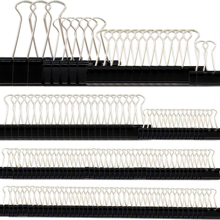Binder Clips Paper Clamps Assorted Sizes 150 Count (Black), Large, Medium, Small, X Small and Micro, 5 Sizes in One Pack, Meet Your Different Using Needs.