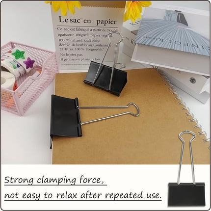 3-Inch Extra-Large  Binder Clips - Heavy-Duty Black Paper Clamps, 75mm Width, 8-Count Set for Office Organization
