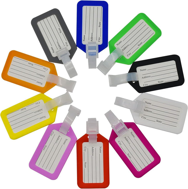 30 PCS Luggage Tags Multicolor Suitcase ID Labels Bag Name Tag 10 Colors Travel Accessories