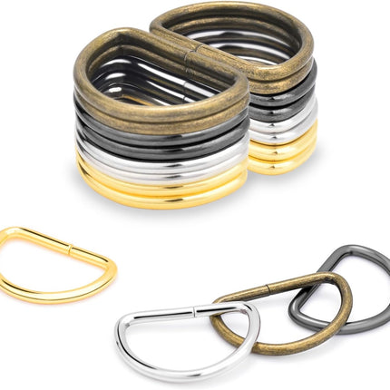 CooBigo 100 Pack 1" Metal D Ring for Purse Making Aprons Belts, Dee Rings Metal Buckle for Canvas Bags Webbing Leather Straps Wallets Crafts Pet Collar Backpack Hardware Assorted