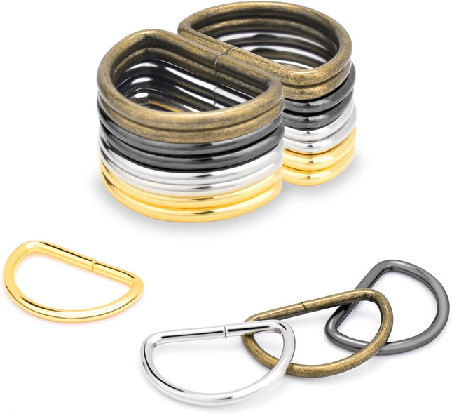 CooBigo 100 Pack 1 Metal D Ring for Purse Making Aprons Belts Dee Rings Metal V1258-DP02-E-9 in Silver, Gold
