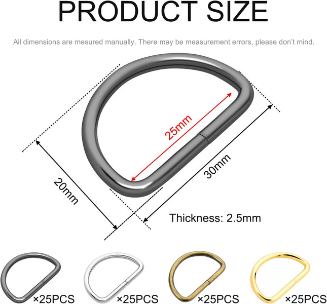 CooBigo 100 Pack 1 Metal D Ring for Purse Making Aprons Belts Dee Rings Metal – product detail
