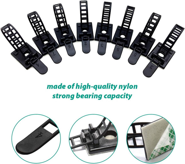 50 Pieces Cable Management Desk Wire Organizer Cable Ties Zip Ties Adhesive Cord Clips Cord Keeper Desk – product detail