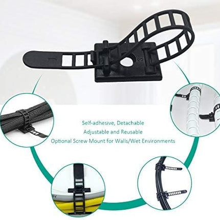 50 Pieces Cable Management Desk Wire Organizer Cable Ties Zip Ties Adhesive Cord Clips Cord Keeper Desk Wire Management