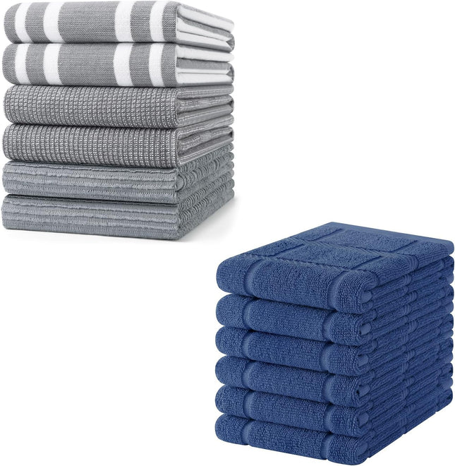 Homaxy Premium Kitchen Towels(18 x 28 6 Pack) Large Cotton 380 GSM Kitchen Hand Towels V1258-DP02-F-117