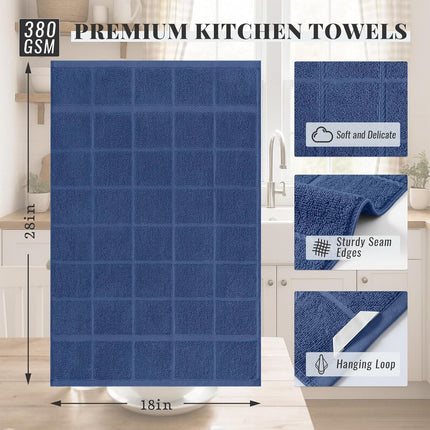 Homaxy Premium Kitchen Towels(18”x 28”, 6 Pack), Large Cotton 380 GSM Kitchen Hand Towels and Kitchen Towels 18"x28"(Navy Blue), 6 Pack Large Cotton 380 GSM Dish Towels