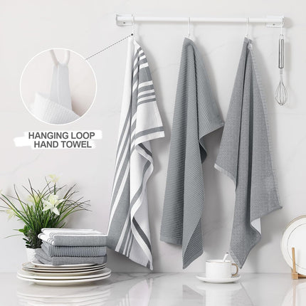 Homaxy Premium Kitchen Towels(18”x 28”, 6 Pack), Large Cotton 380 GSM Kitchen Hand Towels and Kitchen Towels 18"x28"(Navy Blue), 6 Pack Large Cotton 380 GSM Dish Towels