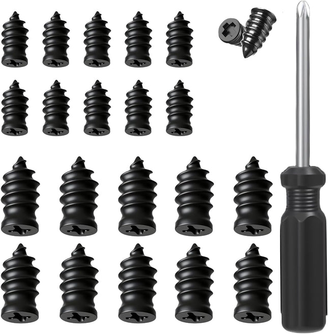 Tire Repair Nails Kit with 2 Sizes Screw in Tire Repair Plugs with Box and Screwdriver Fast Self-Service