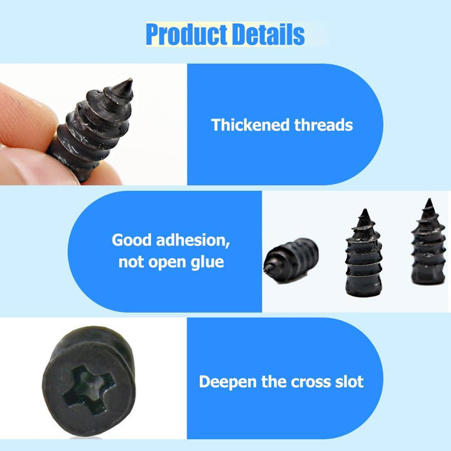 Tire Repair Nails Kit with 2 Sizes Screw in Tire Repair Plugs with Box and Screwdriver Fast Self-Service – product detail