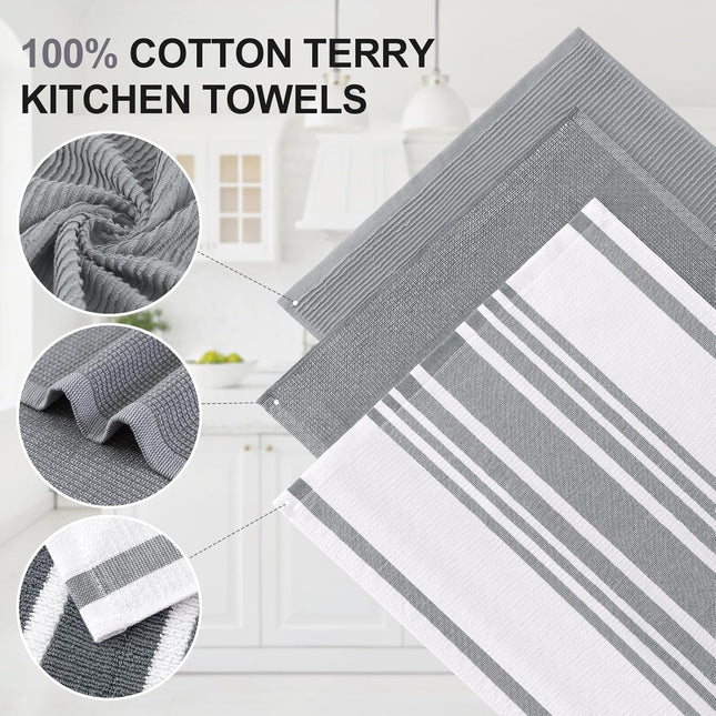Homaxy Premium Kitchen Towels(18 x 28 6 Pack Grey) and Terry Kitchen Towels(15 x 25 – product detail
