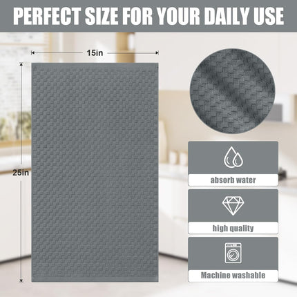 Homaxy Premium Kitchen Towels(18”x 28”, 6 Pack, Grey) and Terry Kitchen Towels(15" x 25", 6 Pack, Dark Grey), 380 GSM Reusable Tea Towel with Hanging Loop