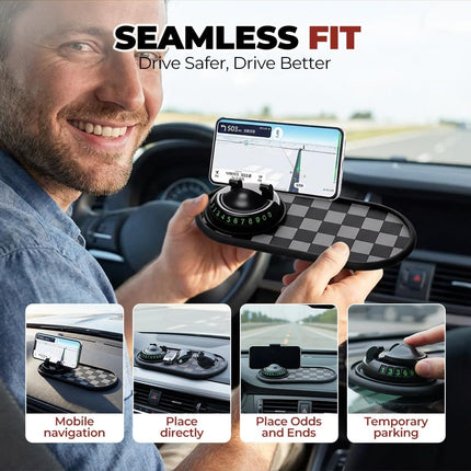 Mobile Phone Bracket Anti-Slip Mat, Multifunction Car Dashboard Mat with Temporary Parking Number, Large Universal Fit Anti-Slip Mat for Phones, Sunglasses and Keys Gadget (Style E)