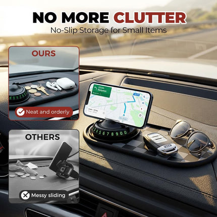 Mobile Phone Bracket Anti-Slip Mat, Multifunction Car Dashboard Mat with Temporary Parking Number, Large Universal Fit Anti-Slip Mat for Phones, Sunglasses and Keys Gadget (Style E)