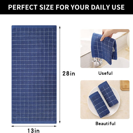 Homaxy Kitchen Towels Set, 16 x 28 Inches and 13 x 28 inches, Set of 8 Bulk Cotton Kitchen Towels Set, Ultra Soft Absorbent Dish Towels for Washing Dishes, Navy Blue