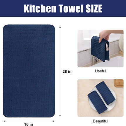 Homaxy Kitchen Towels Set, 16 x 28 Inches and 13 x 28 inches, Set of 8 Bulk Cotton Kitchen Towels Set, Ultra Soft Absorbent Dish Towels for Washing Dishes, Navy Blue