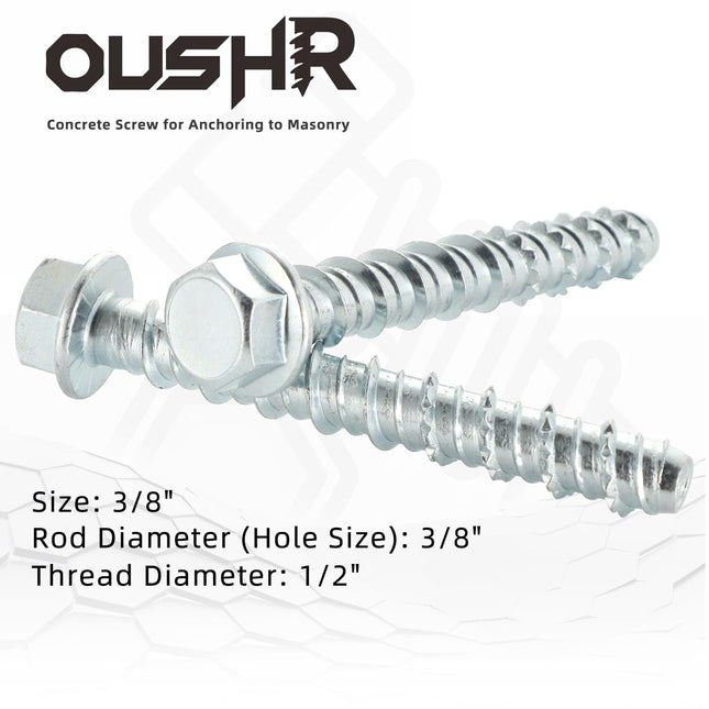 3/8 x 2-1/2 Concrete Screws Zinc Plated Large Diameter Concrete Screw for Anchoring to Masonry – product detail