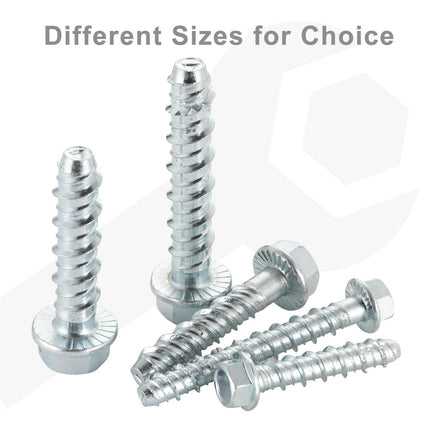 3/8" x 2-1/2" Concrete Screws, Zinc Plated Large Diameter Concrete Screw for Anchoring to Masonry, Concrete, Brick or Block, 25 PCS (Including One Socket Wrench)