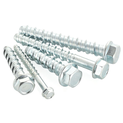 3/8" x 2-1/2" Concrete Screws, Zinc Plated Large Diameter Concrete Screw for Anchoring to Masonry, Concrete, Brick or Block, 25 PCS (Including One Socket Wrench)