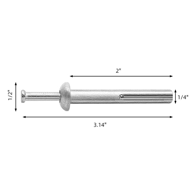 1/4 x 2 Hammer Drive Nail in Anchors Cement Hammering Anchors Zinc Alloy 50 PCS – product detail