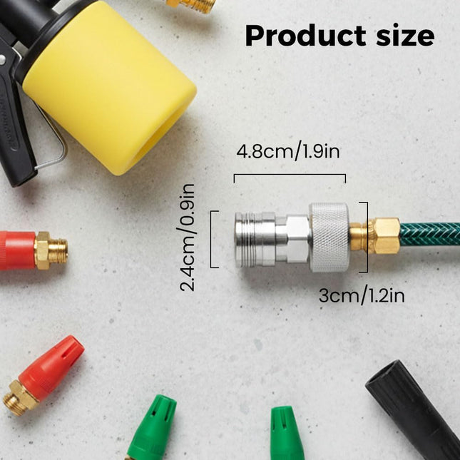 Garden Hose to Mini Power Washer Adapter-3/4 GHT to 1/4 Whit 5 Nozzle Set Convert Water Hose to Power – product detail