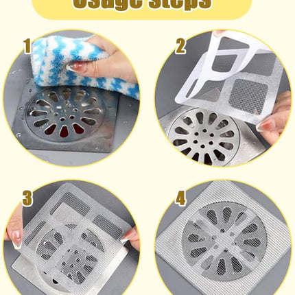 Disposable Floor Drain Filter Stickers, Disposable Shower Drain Hair Catcher to Prevent Clogged Drains, for Kitchen, Sink,Bathtub and Bathroom Drains (20 pcs)